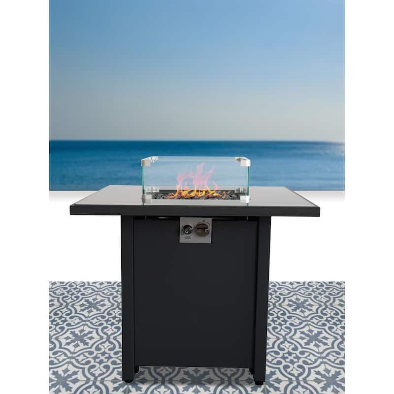30" Outdoor Rectangle Fire Pit Table in Black