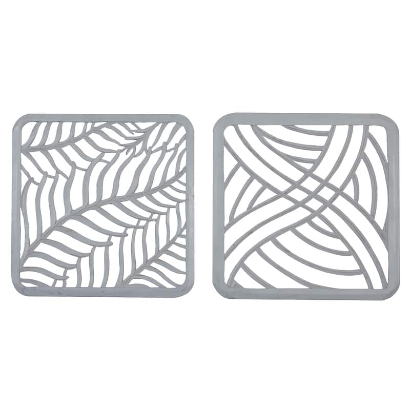 Grey MDF Eclectic Wall Decor Abstract (Set of 2)
