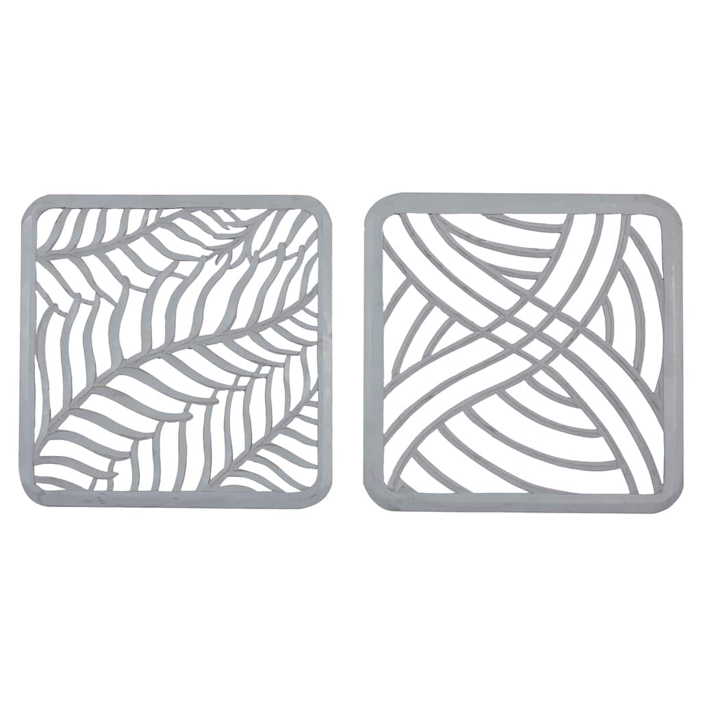 Grey MDF Eclectic Wall Decor Abstract (Set of 2)