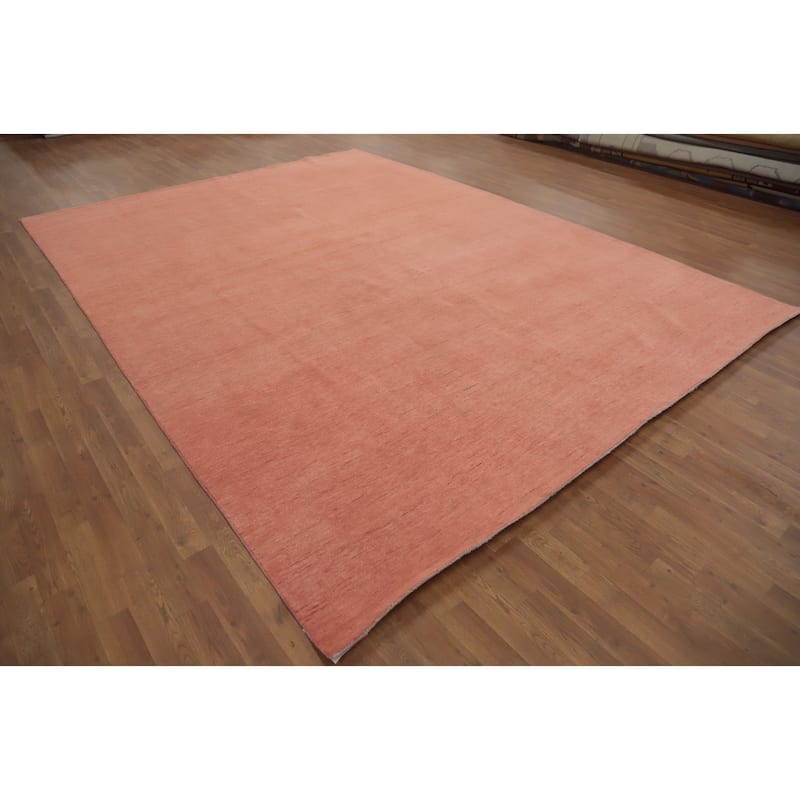 Solid Modern Coral Gabbeh Vegetable Dye Area Rug 9x12 - 12' 1'' X 9' 0''