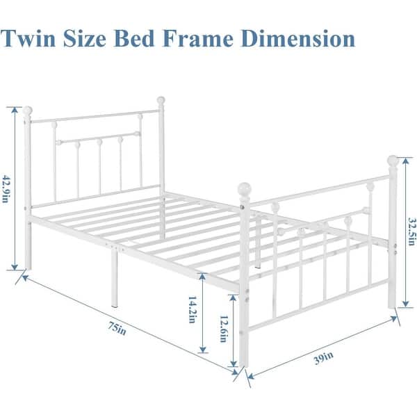dimension image slide 1 of 6, VECELO Metal Platform Bed Frame with Headboard and Footboard, Heavy Duty Slat Support/Underbed Storage Space, Victorian Style