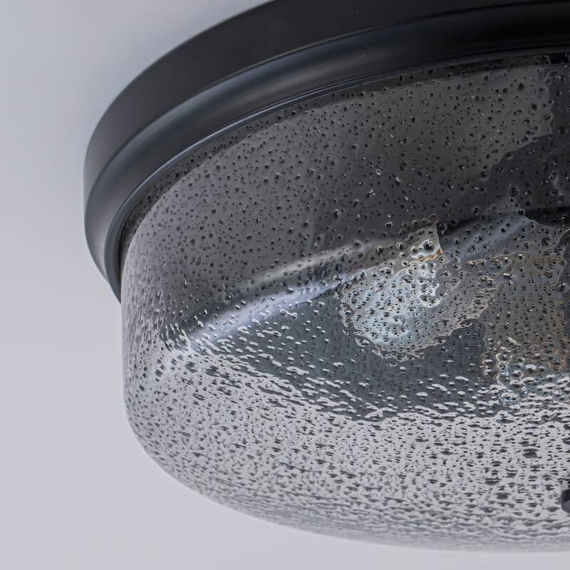 Modern 3-Light Seeded Glass Drum Flush Mount Ceiling Light