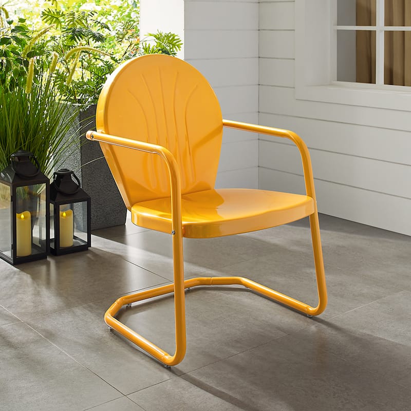 Crosley Griffith Metal Chair In Tangerine - 22 W x 28.2 D x 33.25 H