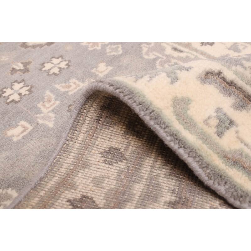 ECARPETGALLERY Hand-knotted Royal Oushak Grey Wool Rug - 2'6 x 11'9