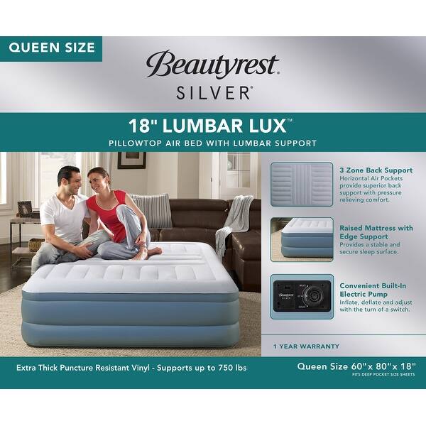 Shop Simmons Beautyrest Lumbar Lux 18 Raised Air Bed Mattress Overstock 31629392
