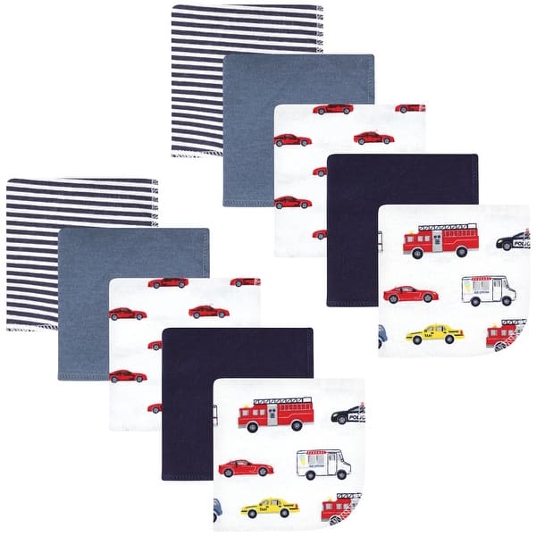slide 1 of 1, Hudson Baby Infant Boy Flannel Cotton Washcloths, Going Places 10 Pack, One Size - Going Places 10 Pack - One Size One Size - Going Places 10 Pack