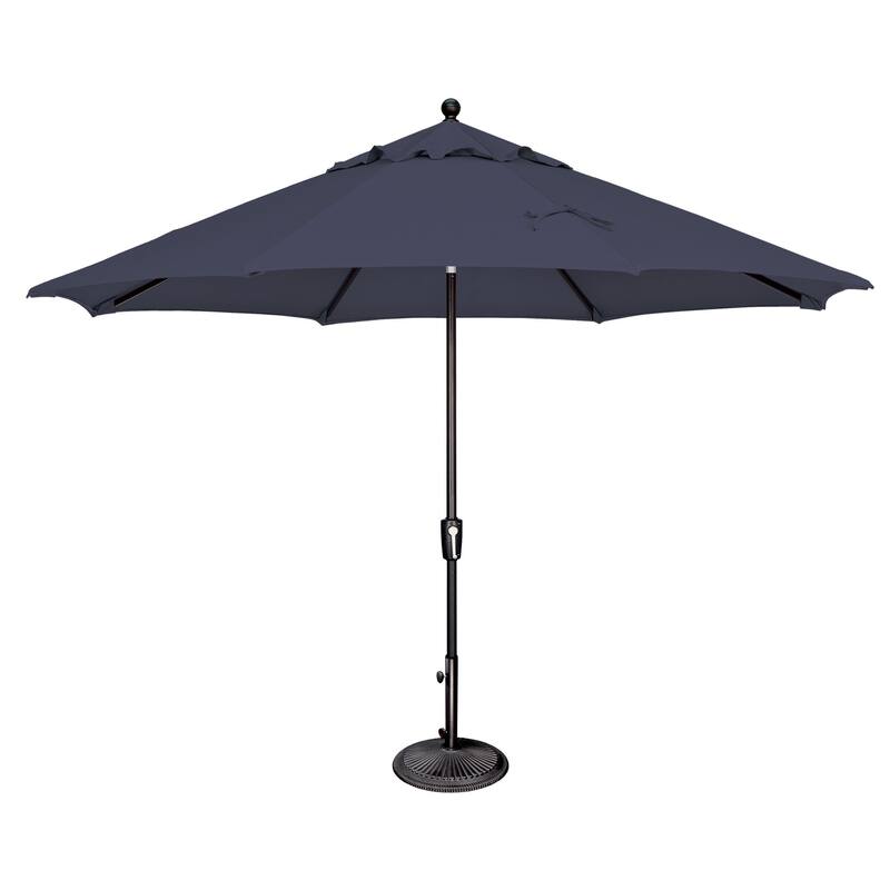 SimplyShade Catalina 11' Octagon Push Button Tilt Umbrella, Black Frame Finish - Navy