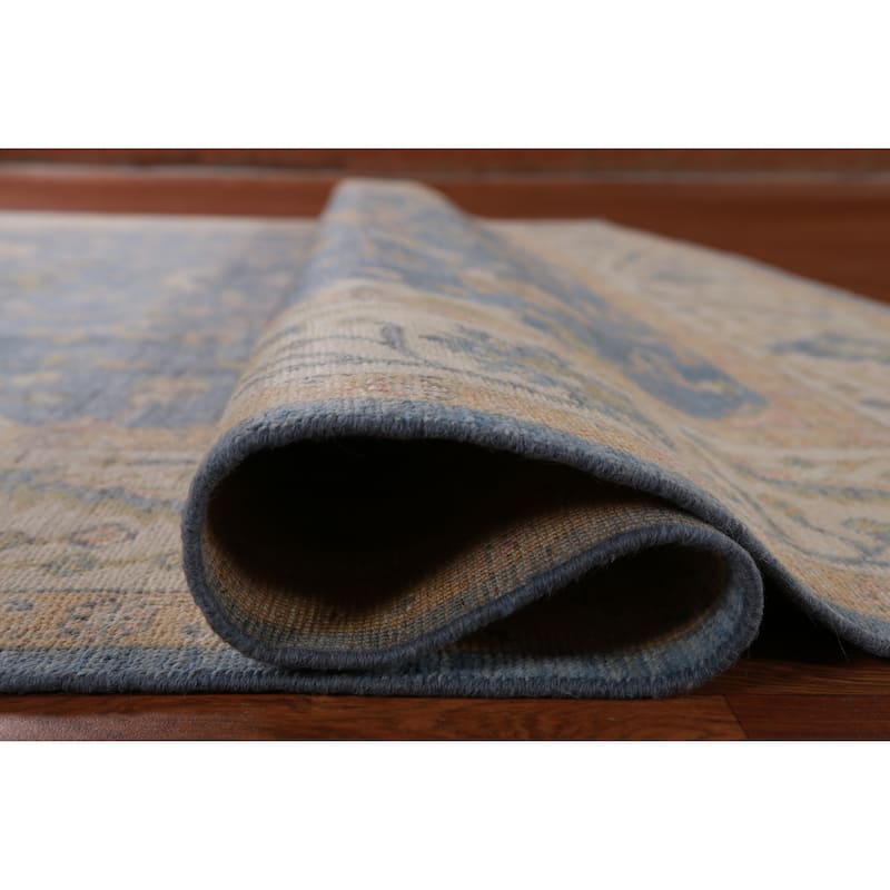 Hand Knotted Oriental 100% Wool Carpet Transitional All-Over Navy Blue & Blues Oushak Area Rug - 10' 0'' X 8' 2''