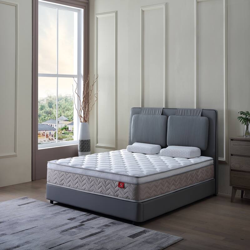 Hybrid Mattress Eurotop With Gel Memory Foam Motion Isolation Individually Wrapped Pocket Coils Pressure Relief Mattress