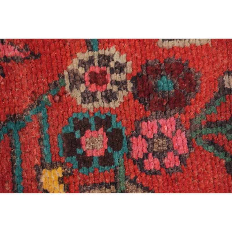 Hand Knotted Oriental 100% Wool Carpet Traditional Floral Oranges & Rust Hamedan Runner Rug - 9' 10'' X 3' 4''
