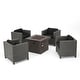 preview thumbnail 16 of 57, Puerta Outdoor 4-piece Wicker Chair Set with Square Firepit by Christopher Knight Home