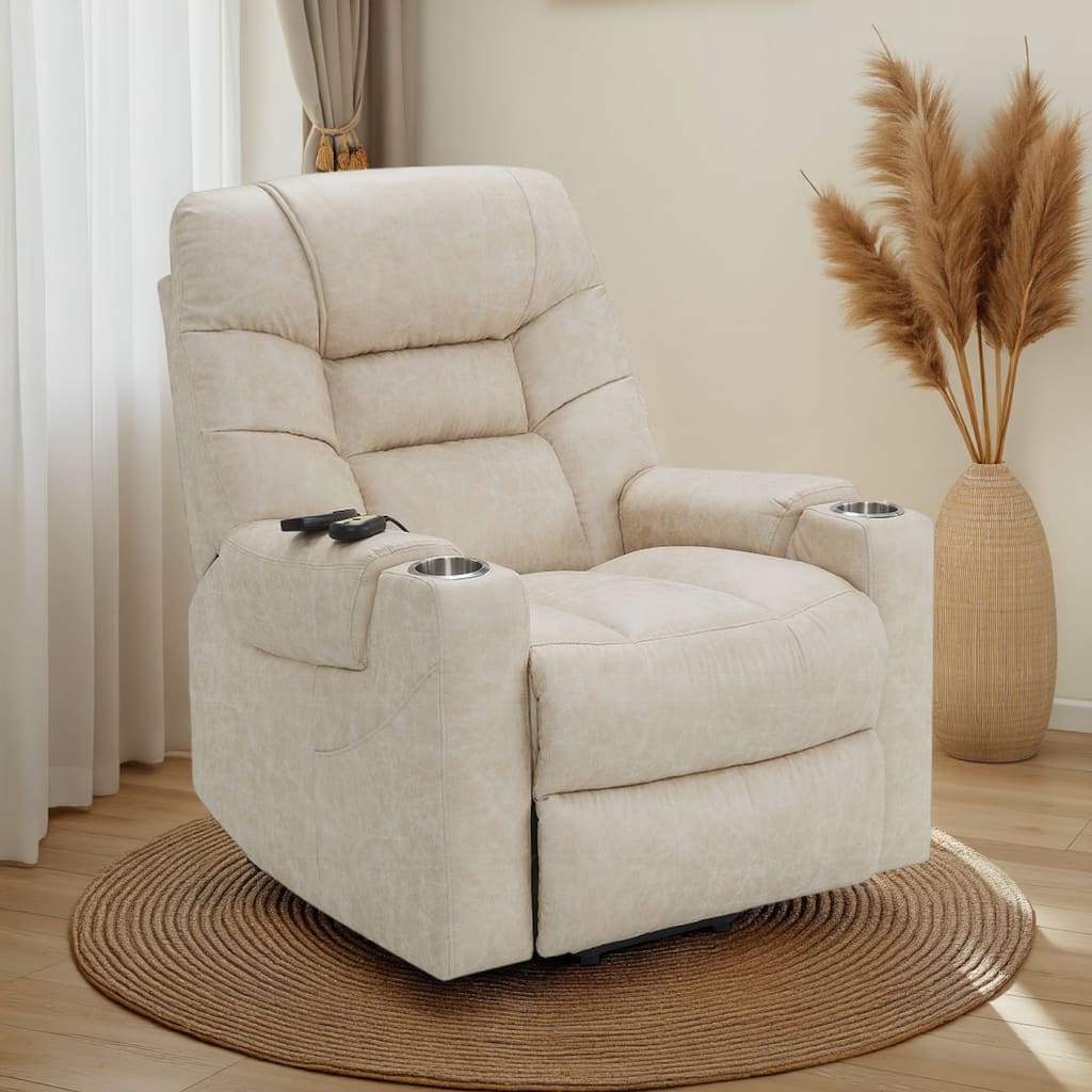 Aira Power Recliner Lift Chair with Heating Massage, Gray Faux Leather