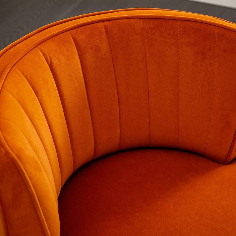 Modern Velvet 360 Degree Swivel Round Armrest Upholstered Accent Chair