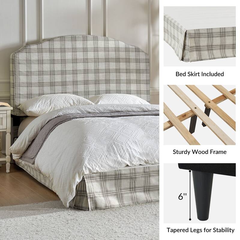 Kristian Traditional Bedroom Machine Washable Slipcovered Bed with Variety Fabric Choice Set-QB by HULALA HOME