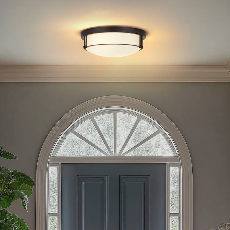 2-Light Black/Gold Glass Ceiling Light - N/A