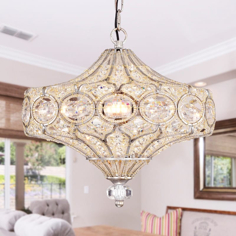 Rilo 4-light Antique Finish Carousel with Crystals Chandelier Ceiling Light