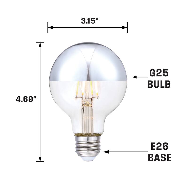 Westinghouse Lighting 4.5-Watt (40-Watt Equivalent) Half Chrome G25 Dimmable Filament LED Light Bulb, Medium Base - 1/2 Chrome