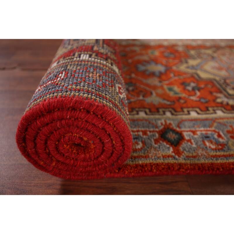 Orange Heriz Serapi Oriental Runner Rug Hand-Knotted Wool Carpet - 2'7"x 8'1"