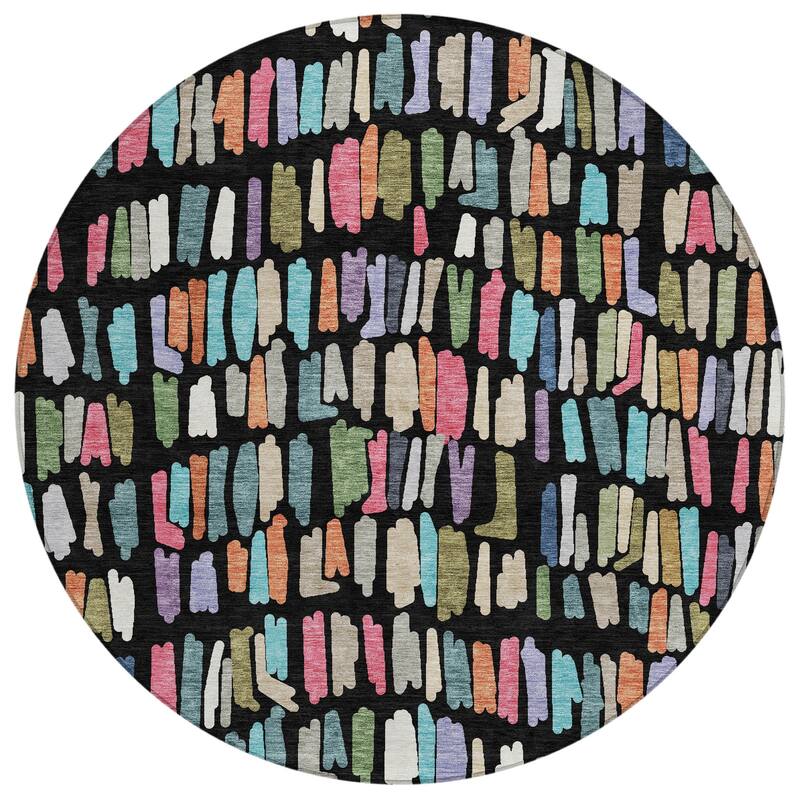 Machine Washable Indoor/ Outdoor Modern Mosaic Chantille Rug