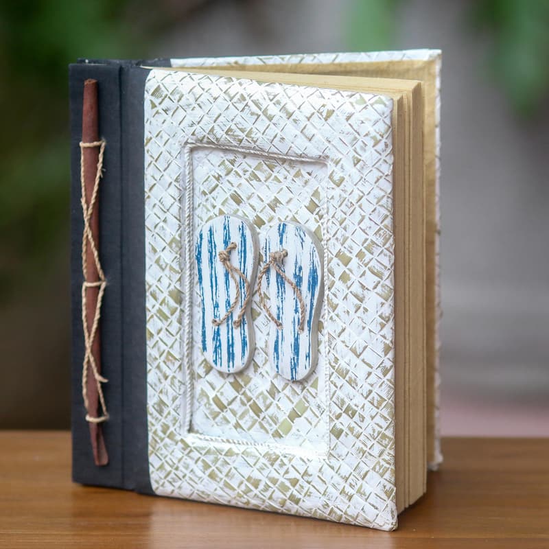 NOVICA Handmade The Path Is Blue Natural Fibers Journal
