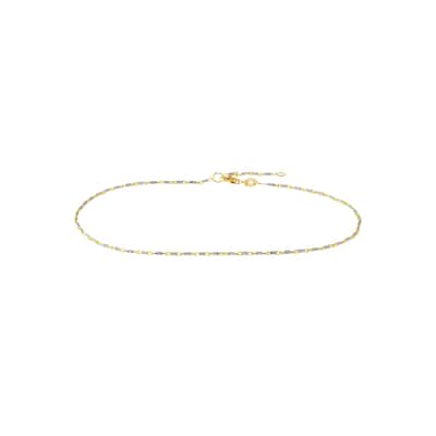 Curata 14k Two-tone Gold 10" 1.2mm Two tone Diamond-cut Lumacina Ankle Bracelet Anklet