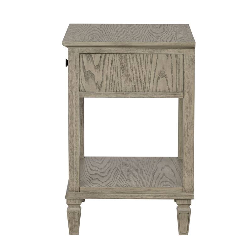 Roomfitters Victoria Nightstand, French Inspired Bedside Table with Storage Drawer and Open Shelf