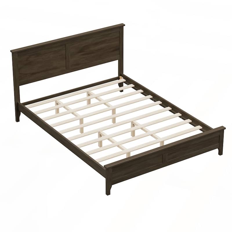 Modern Solid Wood Queen Size Platform Bed