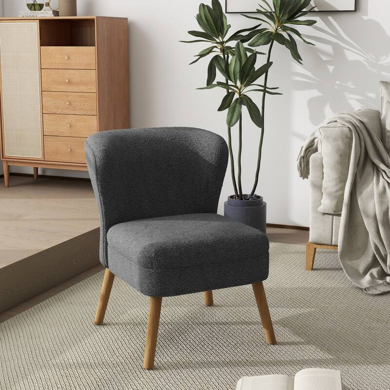Linen Armless Accent Chair Slipper Chair