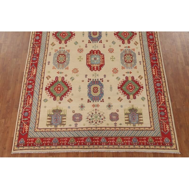 Traditional Kazak Area Rug Hand-Knotted Wool Carpet - 7'0" x 9'11"