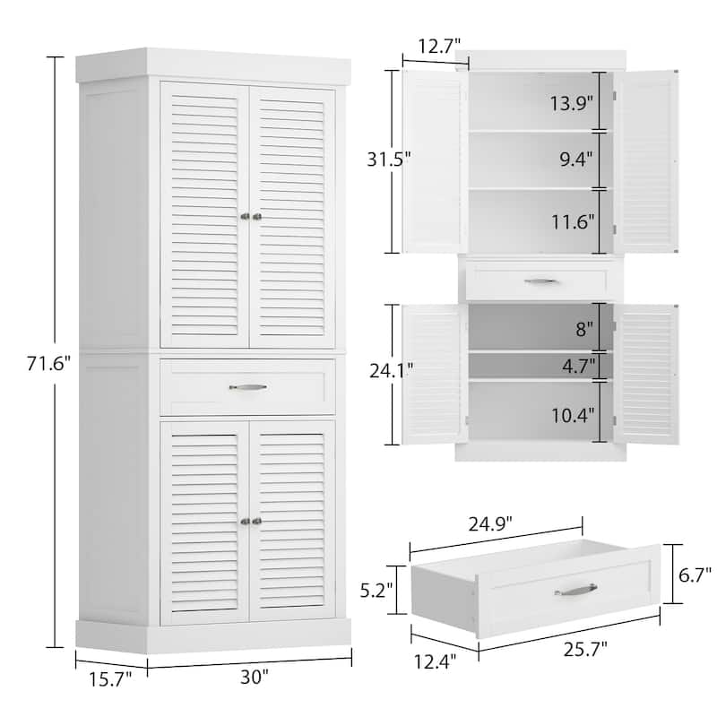 Timechee 30"Bathroom Cabinet Storage Cabinet Doors Wooden Floor Cabinet
