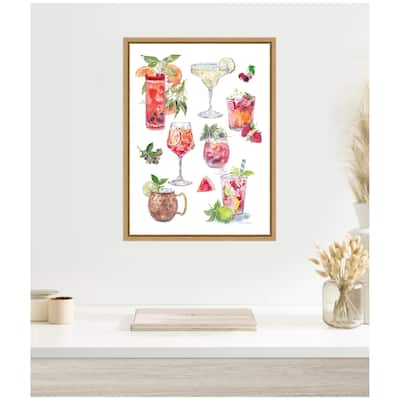 Kate and Laurel Sylvie 7 Fruity Drinks Framed Canvas by Patricia Shaw