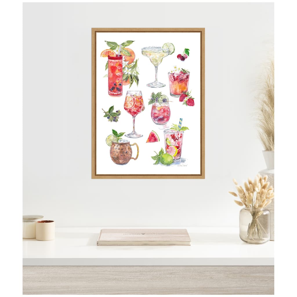 Kate and Laurel Sylvie 7 Fruity Drinks Framed Canvas by Patricia Shaw