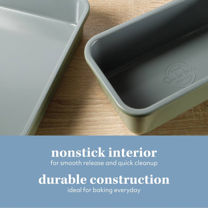 Sur La Table Kitchen Essential Carbon Steel Baking Pans Bakeware Set w/ Ceramic Non stick - Juniper Green Exterior