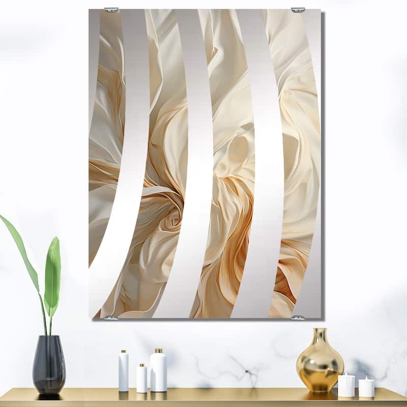Designart "White And Gold Champagne Flow IV" Champagne Mirror Beige - Traditional Mirror For Wall Art Decor - 40 in. wide x 30 in. high