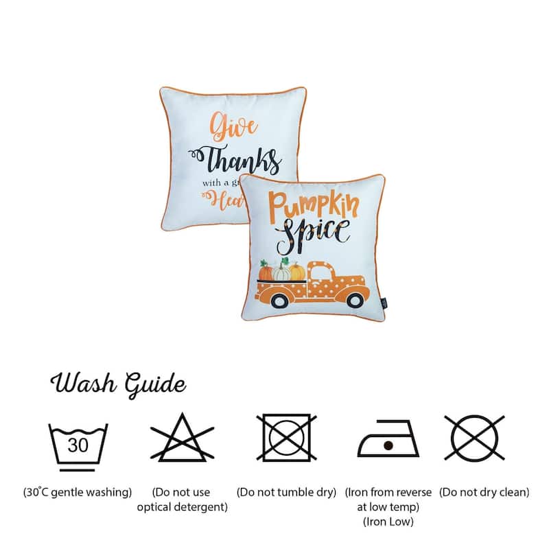 Fall Thanksgiving Decorative Throw Pillow Pumpkin Truck Set of 2