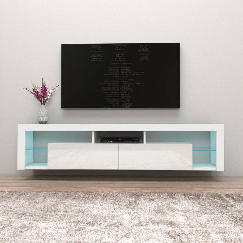 Milano 200 Wall Mounted Floating 79-inch TV Stand - White