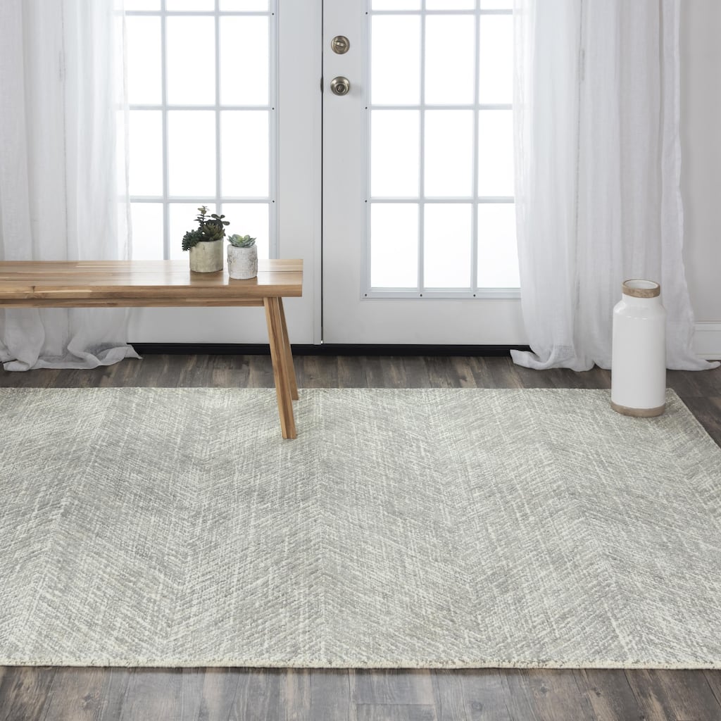 Alora Decor Trace Grey and Ivory Geometric Hand-tufted Wool Rug
