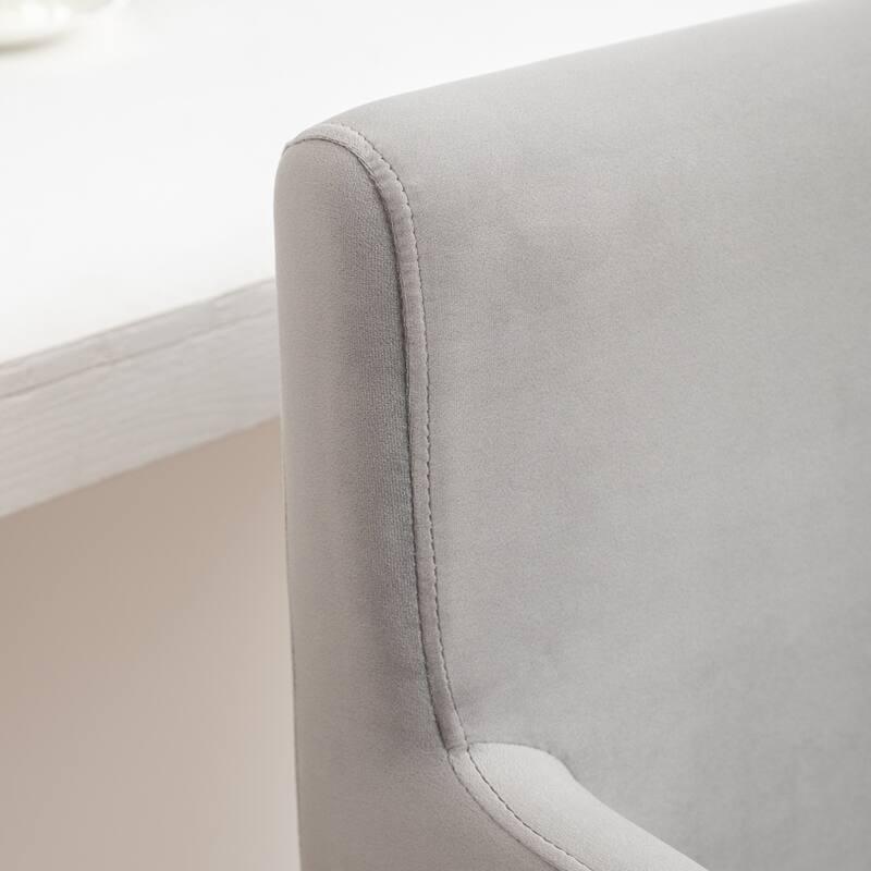 SEYNAR Mid Century Modern Velvet Accent Armrest 27-inch Tall Bar Stool Set of 2 with Metal Frame