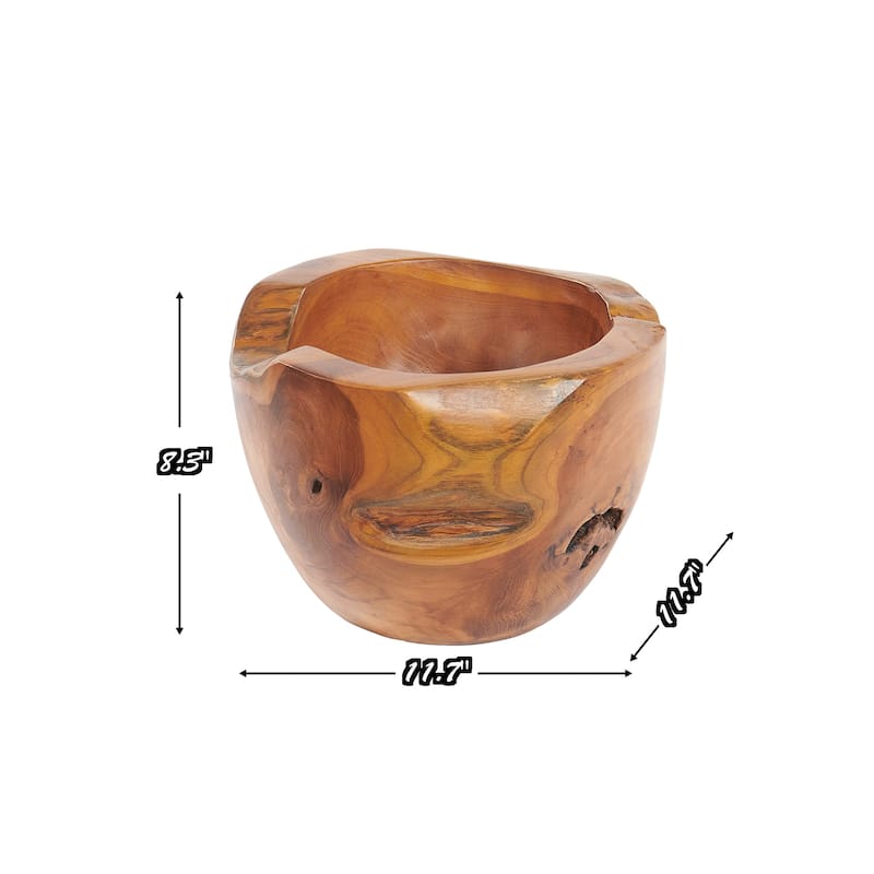 Greenage Mangkok Tebal Bowl Teak Wood Handmade Decorative Bowl - 11.81"x 11.81"x 8.27"