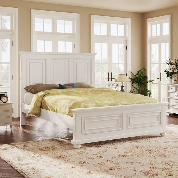 slide 2 of 8, Traditional Town and Country Style Pinewood Queen Bed - Kids' Beds White