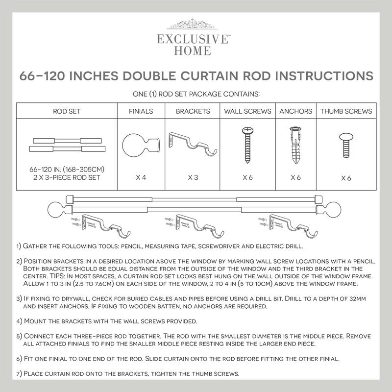 ATI Home Torch Double Curtain Rod and Finial Set