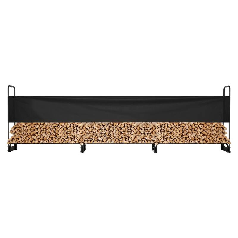 Outdoor Firewood Rack with Waterproof Cover Heavy Duty Log Holder