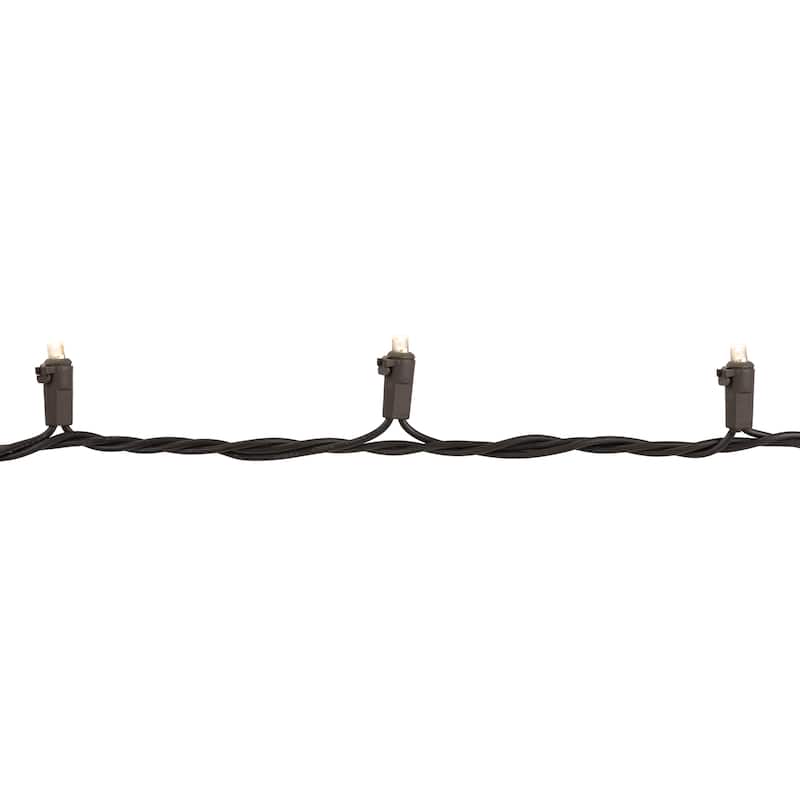 50ct Warm White LED Wide Angle Christmas Lights, 16.25ft Brown Wire