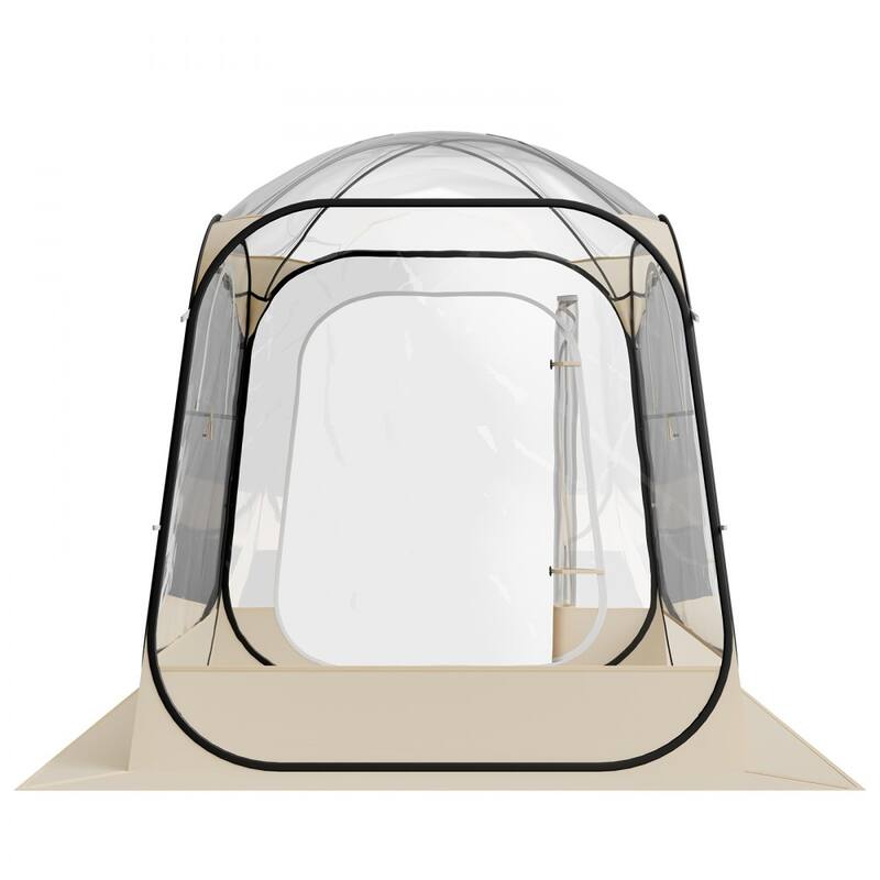 Beige-Transparent-Black Pop-Up Sports Tent TPU Fabric Steel Frame - 62.99 × 62.99 × 71.65 in