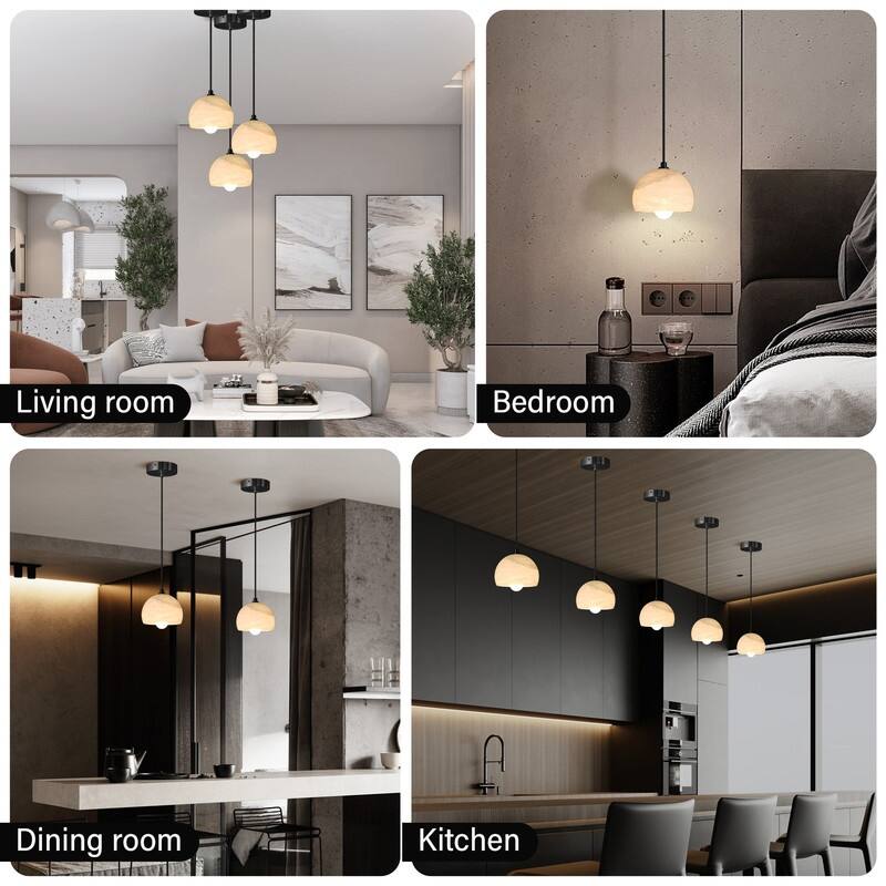 Alabaster Pendant Light for 7.9" Spanish Marble Shade Hanging Light Fixture