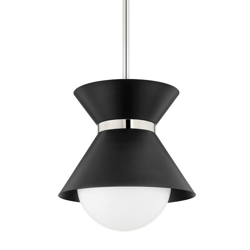 Scout - 1 Light Pendant - Large - Soft Black/Polished Nickel