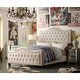 preview thumbnail 1 of 13, Moser Bay Olivia Linen Waved Top Upholstery Button-tufted Panel Bed with Tall Footboard
