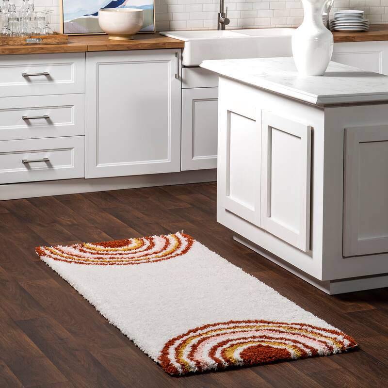 Nuloom Dotty Half Sunset Shag Area Rug - 2' 6" x 6' - Orange - Rectangle