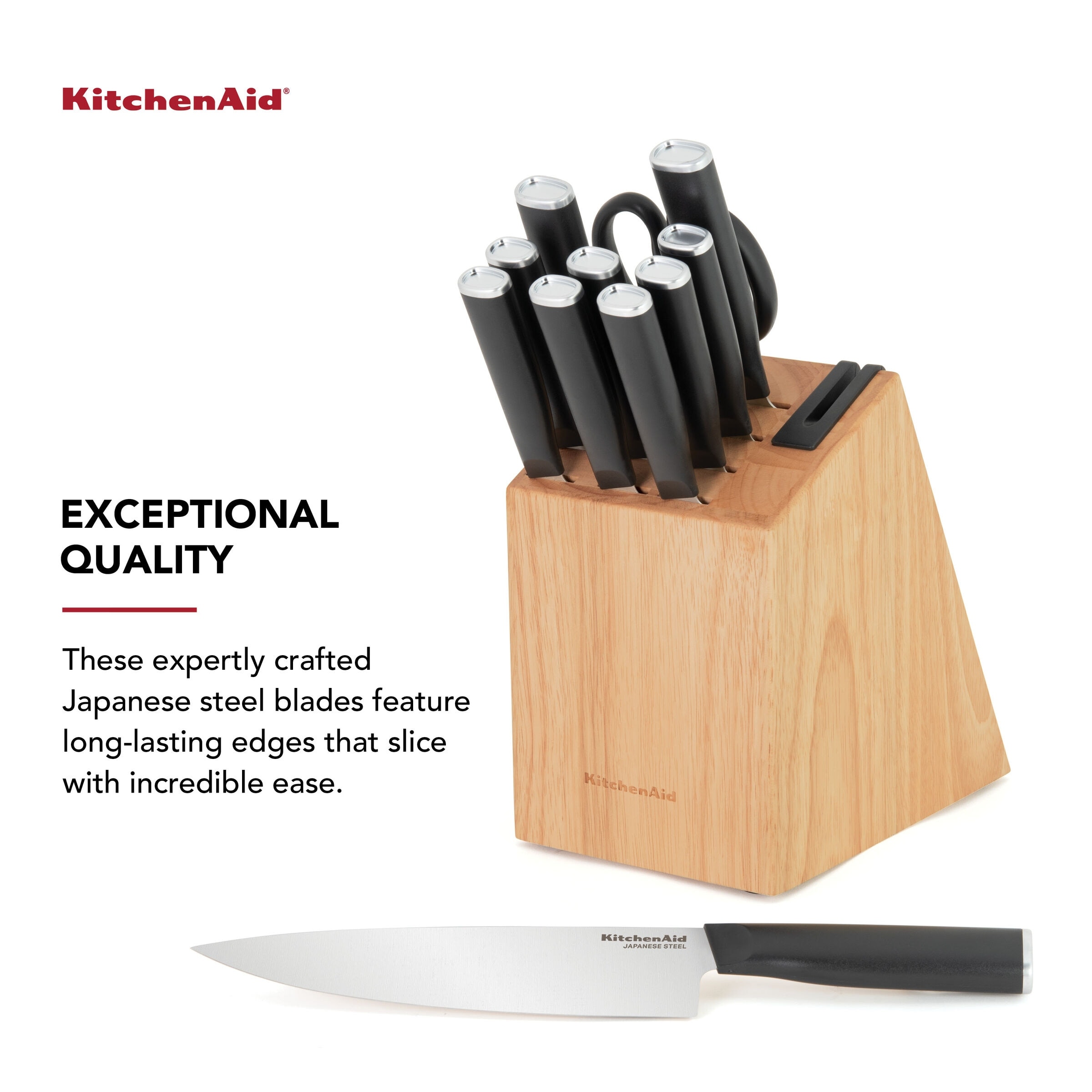KitchenAid Classic 12-Piece Block Set with Built-in Knife Sharpener,  Natural - Bed Bath & Beyond - 35931953
