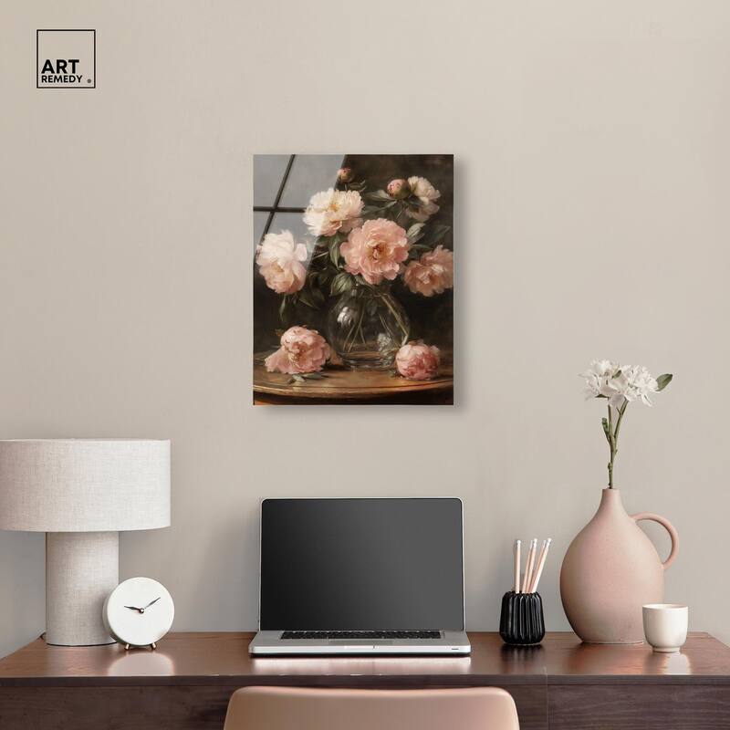 Vintage Velvet Vase Acrylic by Art Remedy, Ready to Hang